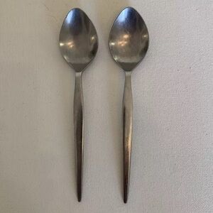 Ekco Eterna Prince 6.5" Stainless Serving Spoon Japan Vintage Plain Handle Set 2